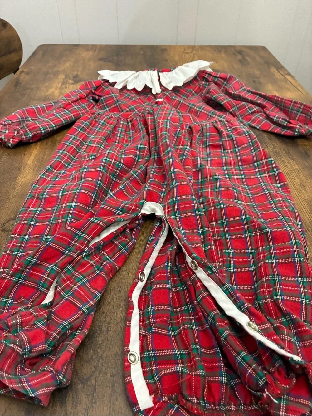 Vintage Buster Brown Christmas Plaid Girl’s 24 Month Romper